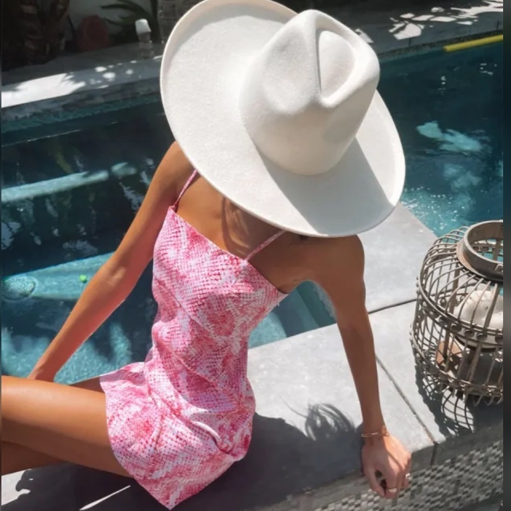 Beach Bunny Pink and White Patterned Mini Dress